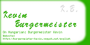 kevin burgermeister business card